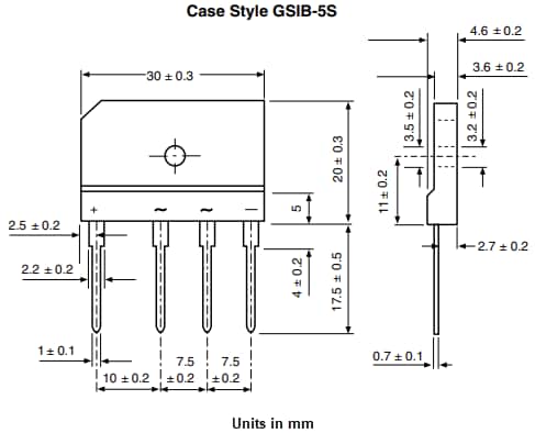 Mechanical Drawing - Vishay Semiconductors GSIB15Ax Bridge Rectifier